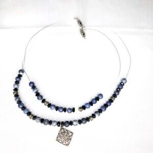 Handmade Beaded Wire Necklaces 2pc Purple & Black